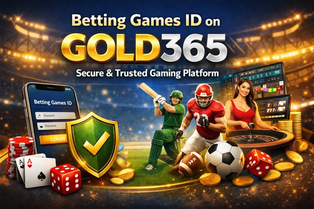 Betting Games ID login interface on Gold365 secure and trusted online gaming platform with sports and casino visuals