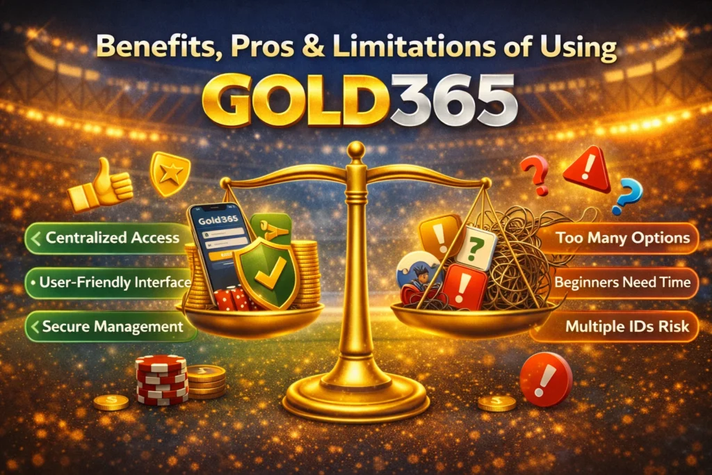 Visual comparison of benefits and limitations of using a Betting Games ID on Gold365 platform