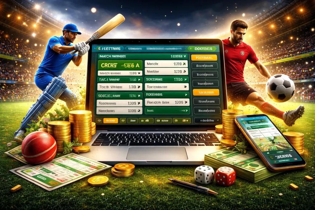 Gold365 secure Online Match Betting platform displaying betting markets on laptop and mobile device