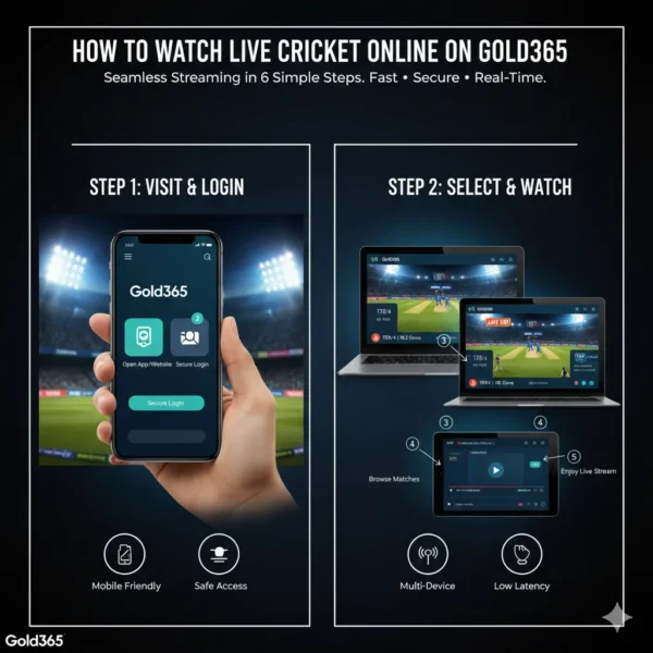 Step-by-step process to watch Live Cricket Online on Gold365 platform