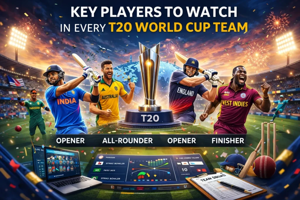 Top players from different T20 World Cup Team squads including openers, all-rounders and finishers in action
