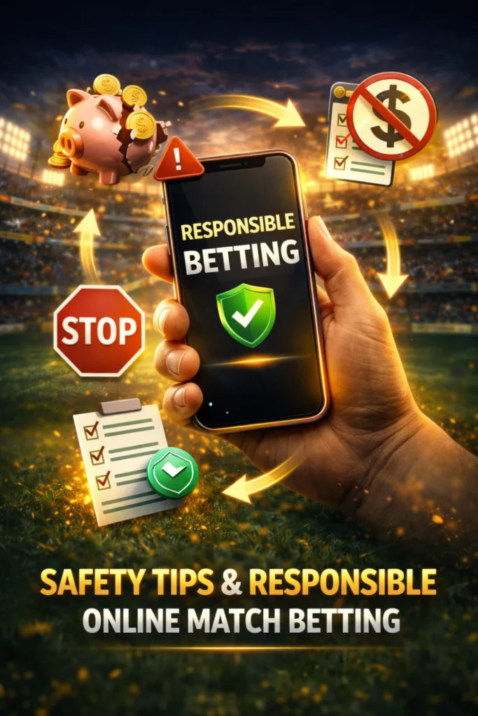 Responsible Online Match Betting practices on Gold365 with budget control and safety protection icons
