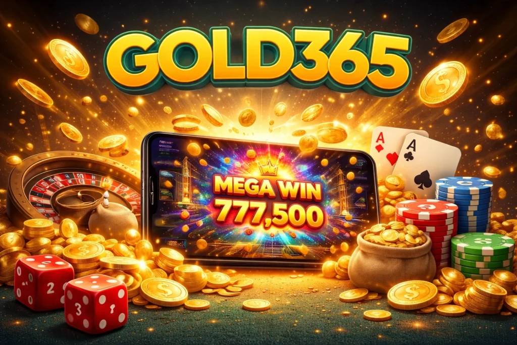Gold365 casino online gambling platform with slot game mega win and gold coins