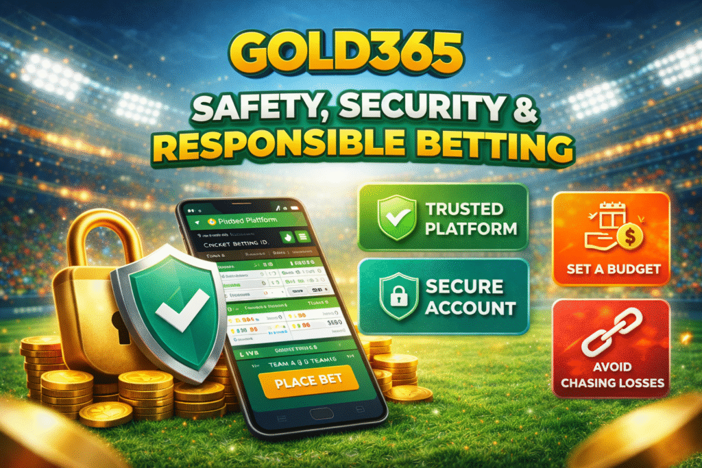 Safe and secure cricket betting platform Gold365 with trusted betting ID and responsible betting features