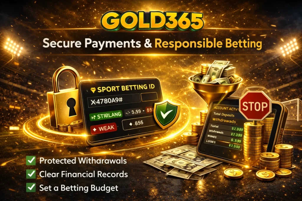 Gold365 sports betting platform secure payments with protected Sport Betting ID and responsible betting tools.