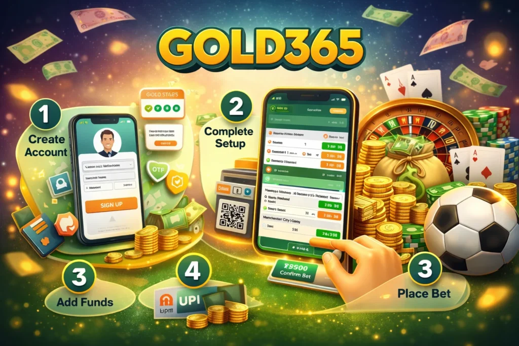 Step by step guide to start online betting on Gold365 including account creation deposit and placing bets